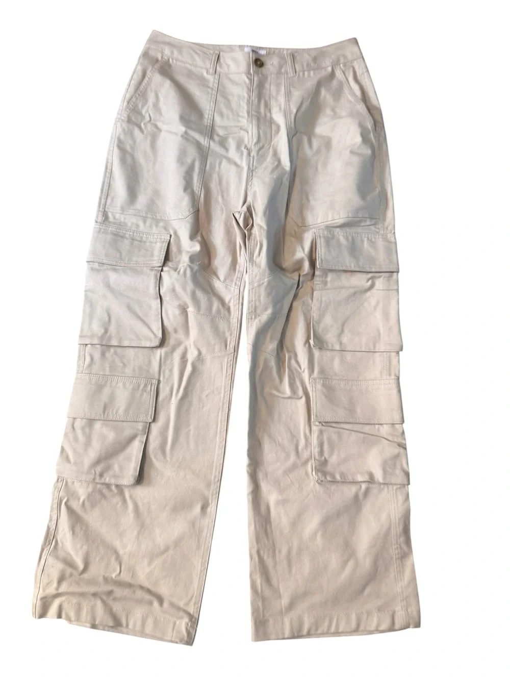 Mode of One Men Relaxed Fit Utility Cargo Pants DarK Ecru Beige Size 32 Workman